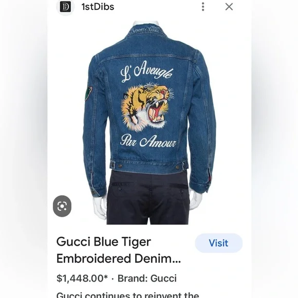 EMBROIDERED DENIM JACKET WITH TIGER BEES ROSES - Picture 6 of 14